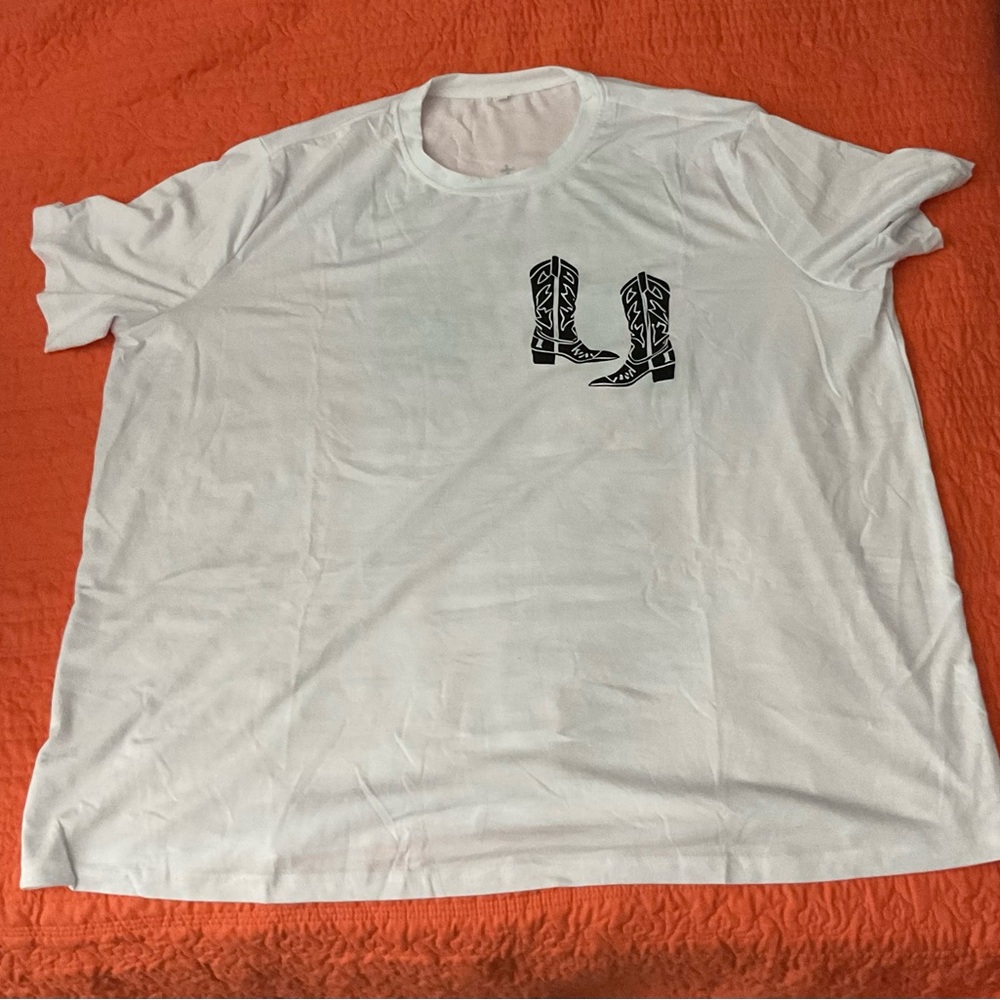 White T-Shirt with Black Boot Graphic